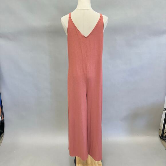 Athleta pink waffle knit Wind Down jumpsuit Size Small v neck wide leg - Picture 8 of 15